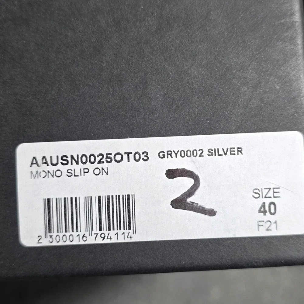 1017 ALYX 9SM Mono Chrome Silver Metallic‎ Slip Ons Clogs Shoes EU 40 NEW IN BOX